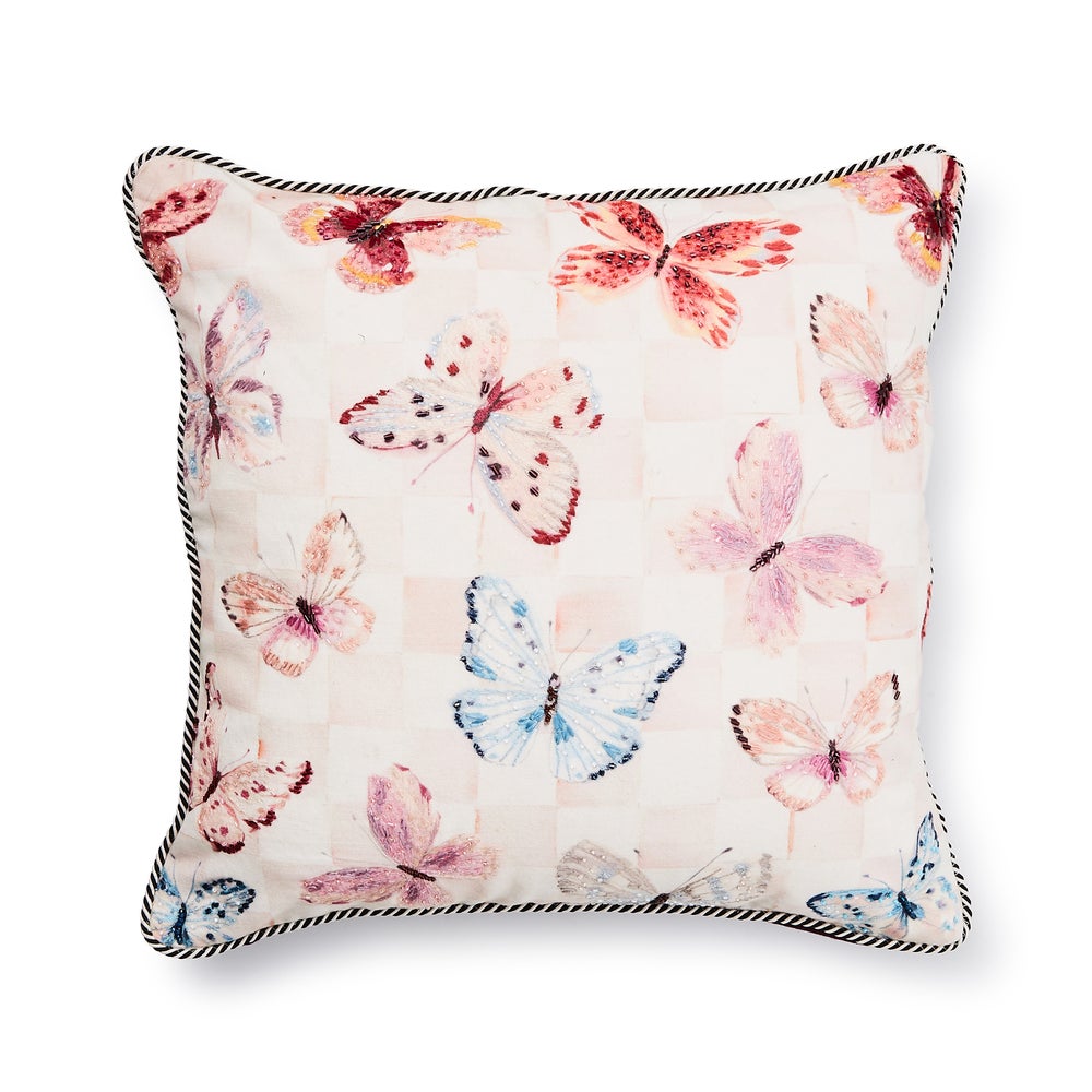 Eternity Butterfly Checked Throw Pillow mackenzie-childs Panama imagen 1