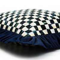 Courtly Check With Denim Ruffle Throw Pillow