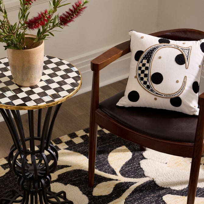 Monogram "C" Beaded Throw Pillow image number 3