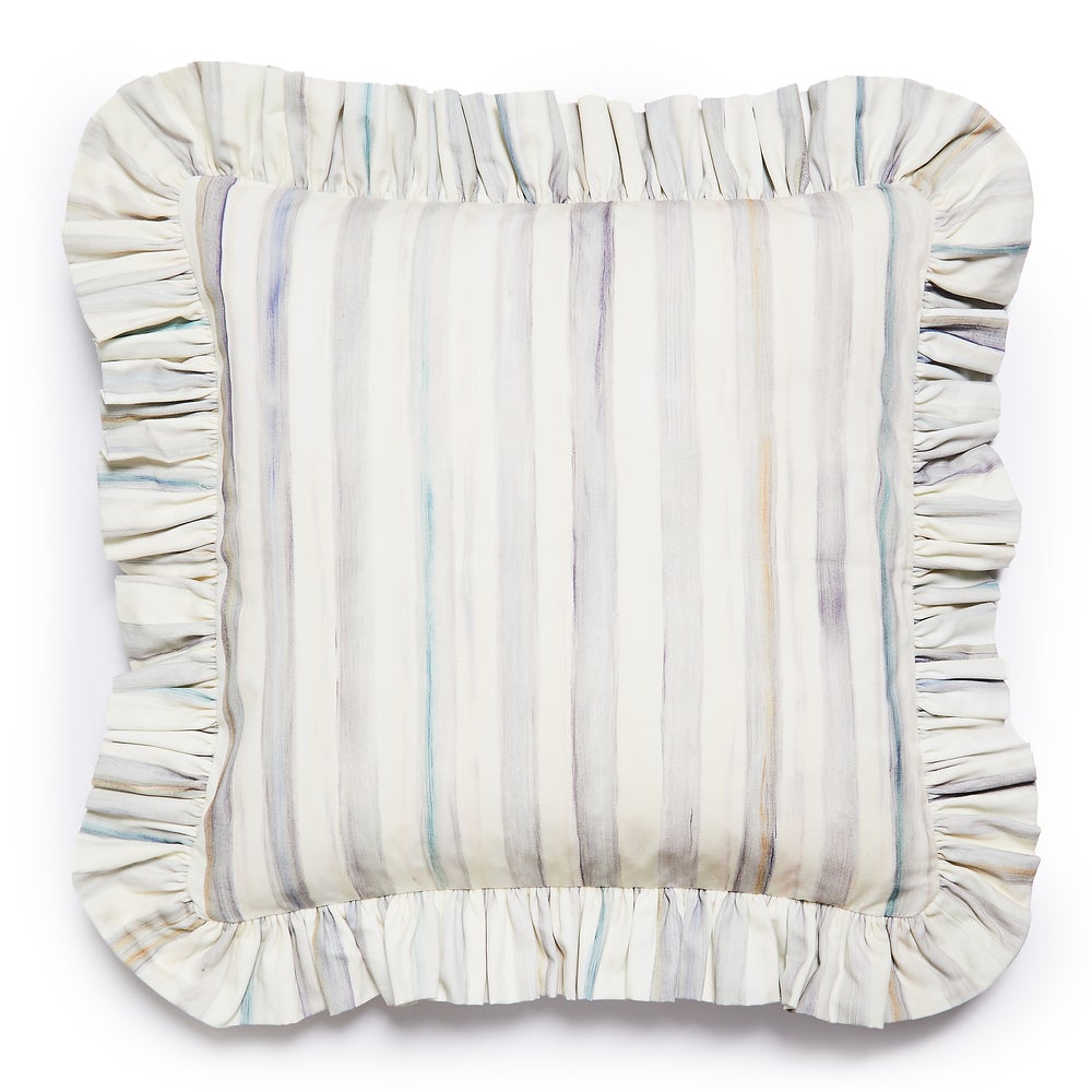 Check Ruffle Pillow - Sterling Stripe, Square Pillow mackenzie-childs Panama imagen 1