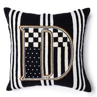 Monogram "D" Beaded Throw Pillow