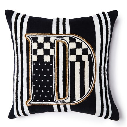 Monogram "D" Beaded Throw Pillow