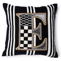 Monogram "E" Beaded Throw Pillow