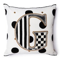 Monogram "G" Beaded Throw Pillow