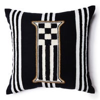 Monogram "I" Beaded Throw Pillow