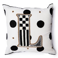 Monogram "L" Beaded Throw Pillow