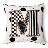 Monogram "M" Beaded Throw Pillow