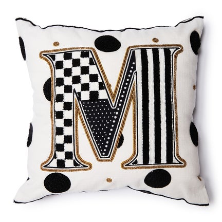 Monogram "M" Beaded Throw Pillow