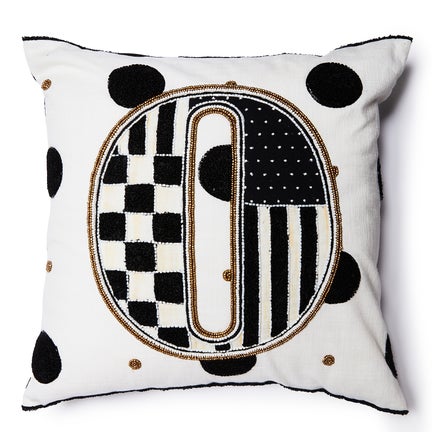 Monogram "O" Beaded Throw Pillow