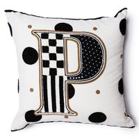 Monogram "P" Beaded Throw Pillow