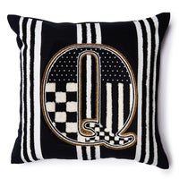 Monogram "Q" Beaded Throw Pillow
