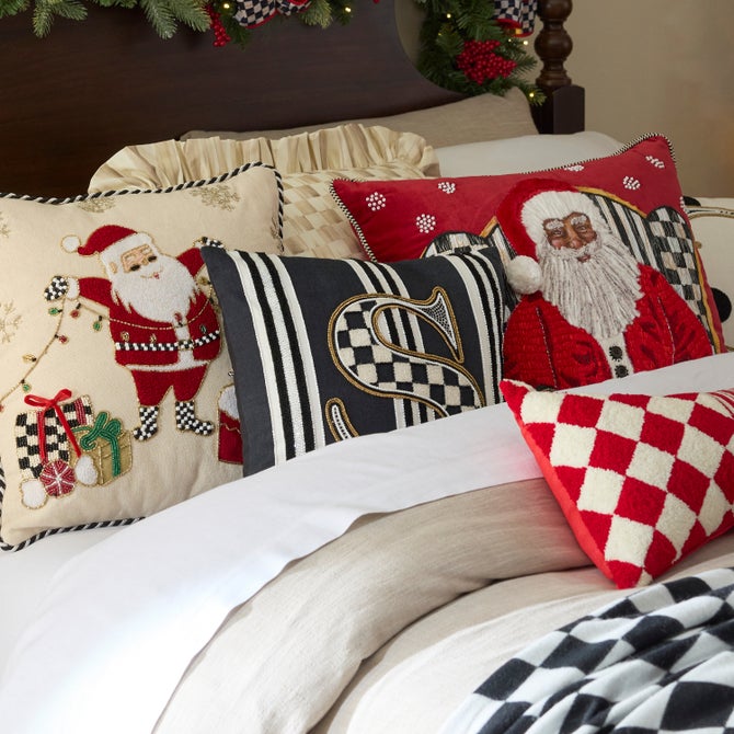 Monogram "S" Beaded Throw Pillow image number 1