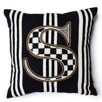 Monogram "S" Beaded Throw Pillow