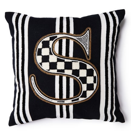 Monogram "S" Beaded Throw Pillow