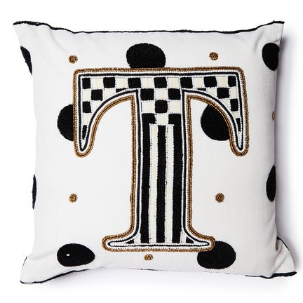 Monogram "T" Beaded Throw Pillow