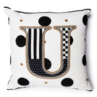 Monogram "U" Beaded Throw Pillow