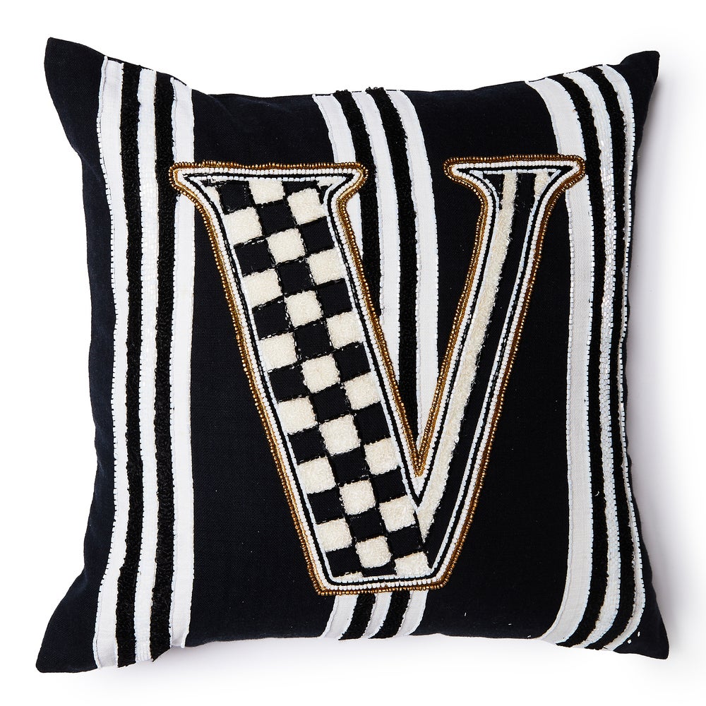 Monogram Throw Pillow - V mackenzie-childs Panama imagen 1