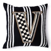 Monogram "V" Beaded Throw Pillow