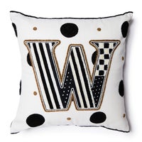 Monogram "W" Beaded Throw Pillow