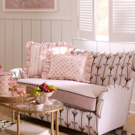 Rosy Check Ruffle Throw Pillow