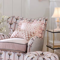 Rosy Check Ruffle Throw Pillow