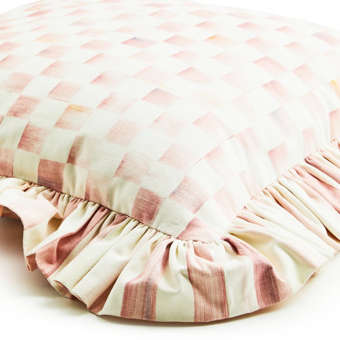 Rosy Check Ruffle Throw Pillow image number 1