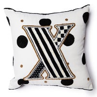 Monogram "X" Beaded Throw Pillow