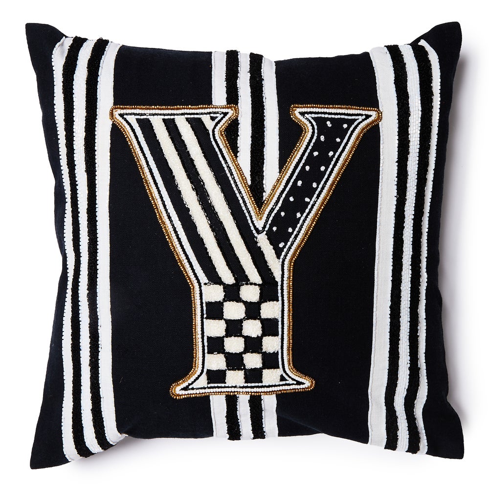 Monogram Throw Pillow - Y mackenzie-childs Panama imagen 1