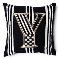 Monogram "Y" Beaded Throw Pillow
