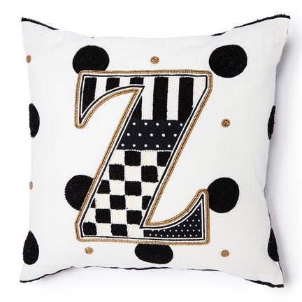 Monogram "Z" Beaded Throw Pillow