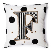 Monogram "F" Beaded Throw Pillow