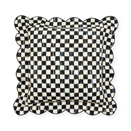 Courtly Check Reversible Scalloped Throw Pillow
