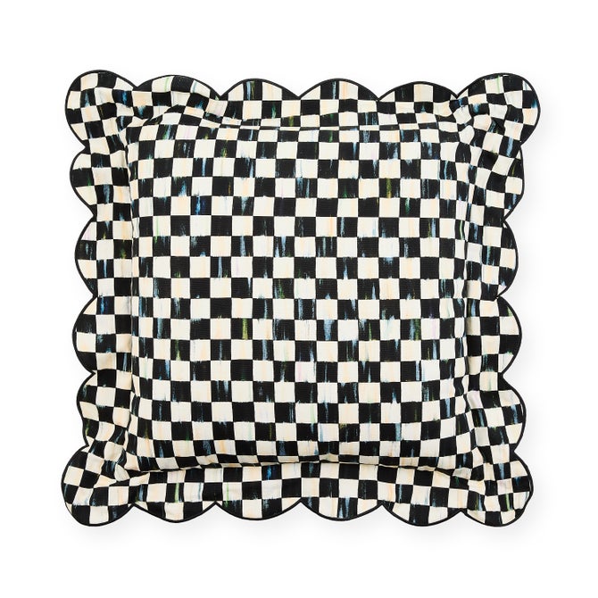Courtly Check Reversible Scalloped Throw Pillow image number 0