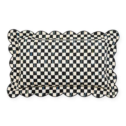 Courtly Check Reversible Scalloped Lumbar Throw Pillow