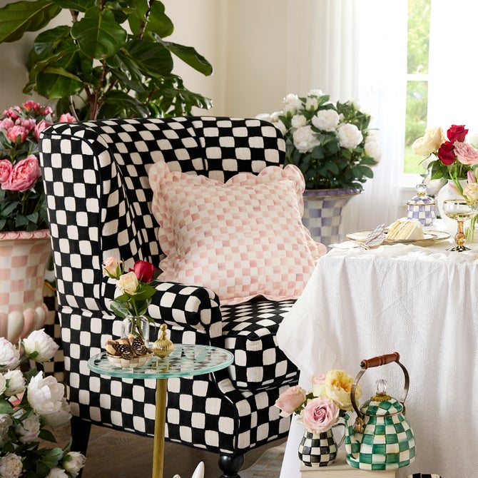 Rosy Check Reversible Scalloped Throw Pillow image number 4