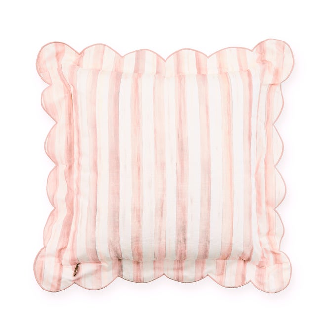 Rosy Check Reversible Scalloped Throw Pillow image number 2