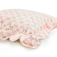 Rosy Check Reversible Scalloped Throw Pillow