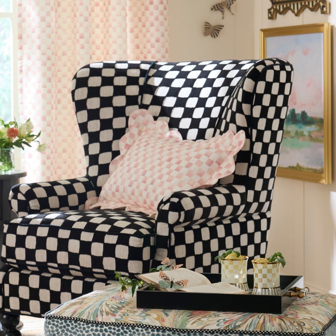 Rosy Check Reversible Scalloped Lumbar Throw Pillow image number 1