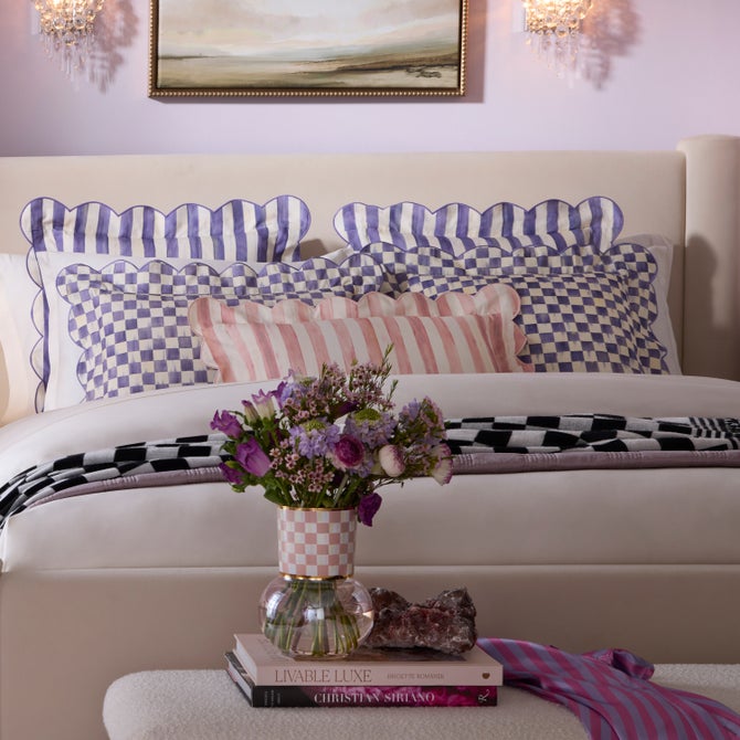 Rosy Check Reversible Scalloped Lumbar Throw Pillow image number 2