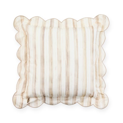 Mocha Check Reversible Scalloped Throw Pillow