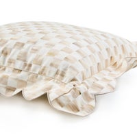 Mocha Check Reversible Scalloped Throw Pillow