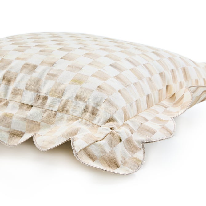 Mocha Check Reversible Scalloped Throw Pillow image number 2
