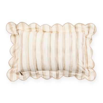 Mocha Check Reversible Scalloped Lumbar Throw Pillow