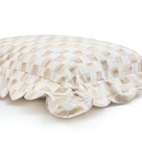 Mocha Check Reversible Scalloped Lumbar Throw Pillow