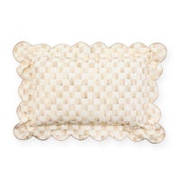 Mocha Check Reversible Scalloped Lumbar Throw Pillow