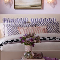 Check Reversible Scalloped Lumbar Throw Pillow