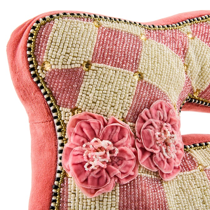 Pink Beaded Bunny Shaped Throw Pillow image number 2