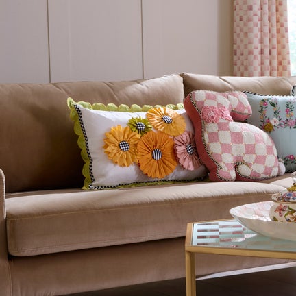 Spring Bouquet Scalloped Lumbar Pillow