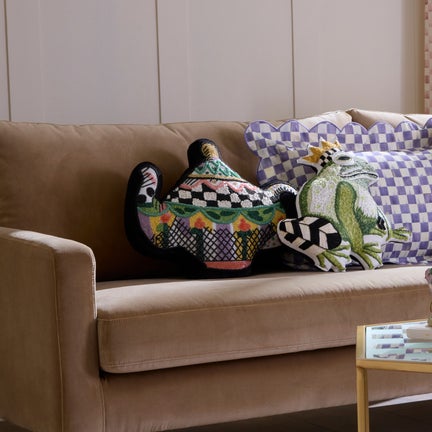 Teapot Shaped Embellished Throw Pillow