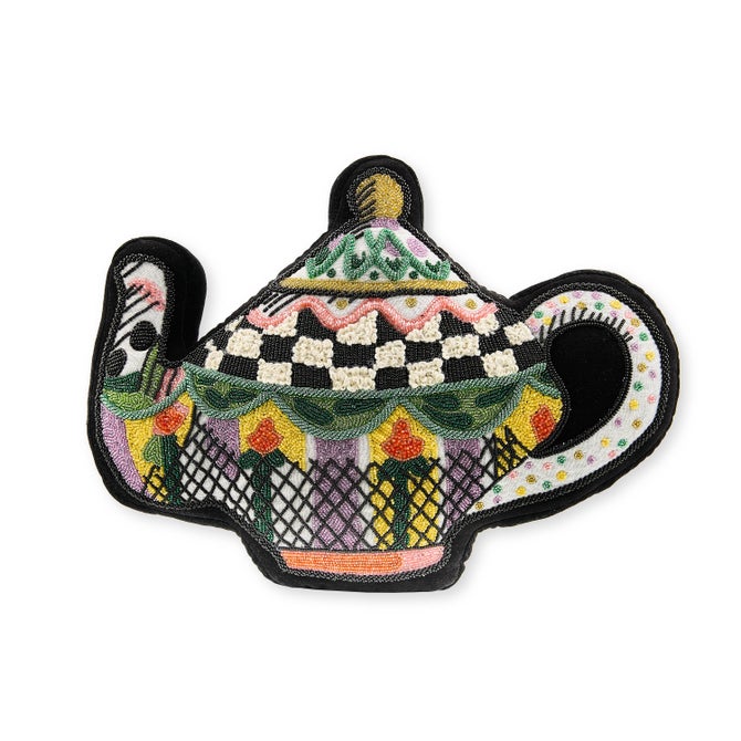 Teapot Shaped Embellished Throw Pillow image number 0